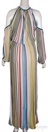 Striped Cold Shoulder Maxi Dress