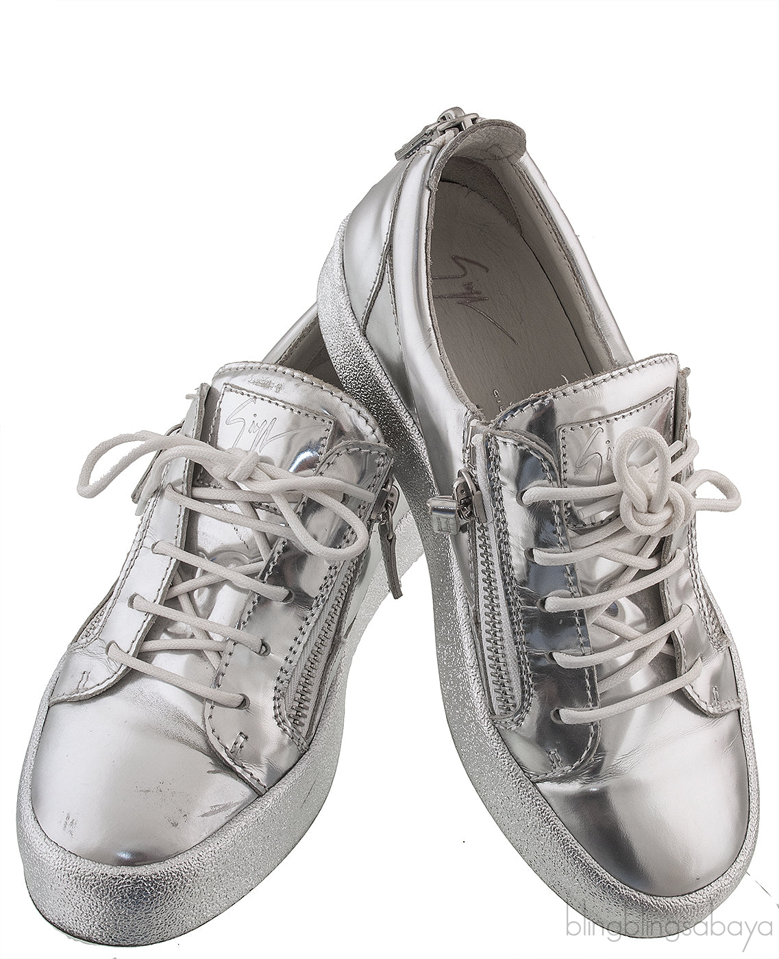 Silver Metallic Leather Sneaker