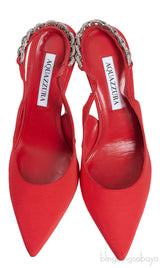 Aquazzura Red Love Link 105 Crystal Slingback Heel