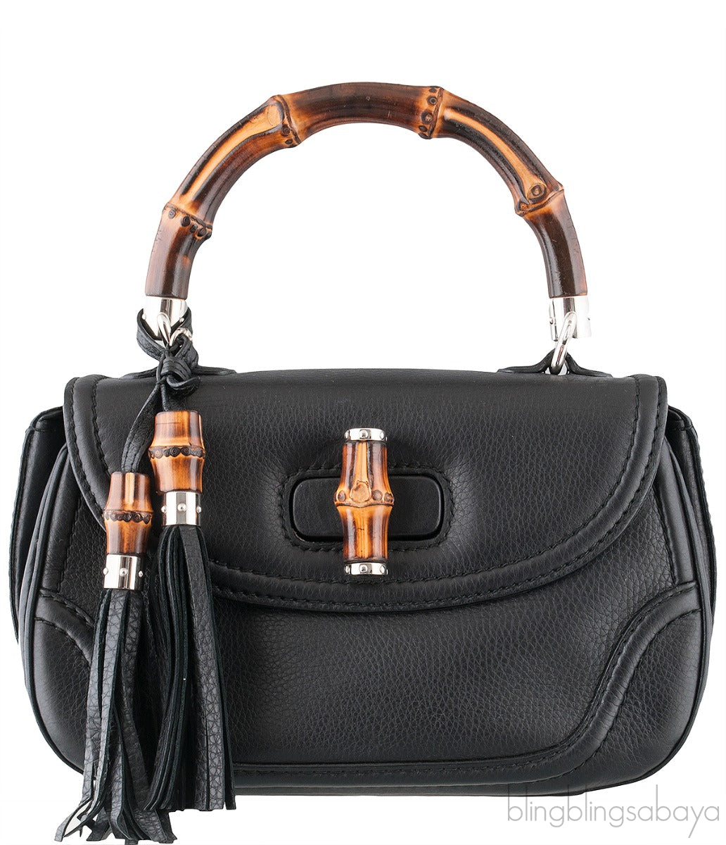 Black Bamboo Top Handle Bag