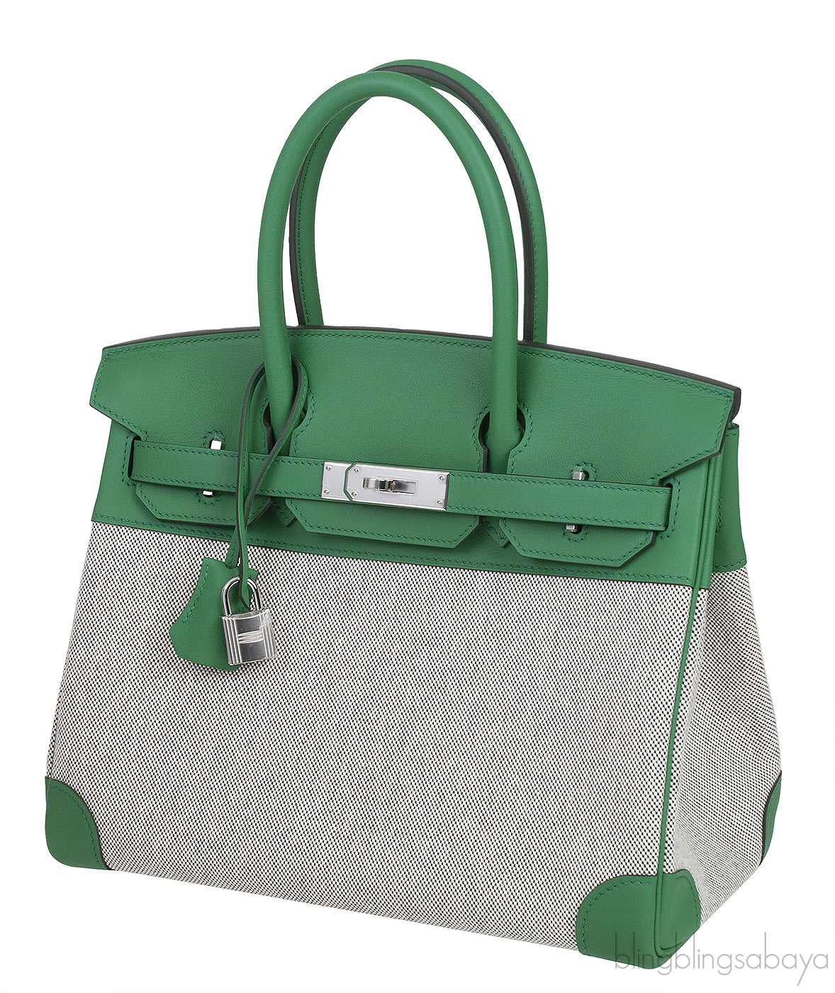 Birkin 30 Toile H Swift Vert Vertigo Ecru Noir PHW