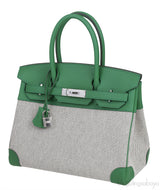 Birkin 30 Toile H Swift Vert Vertigo Ecru Noir PHW