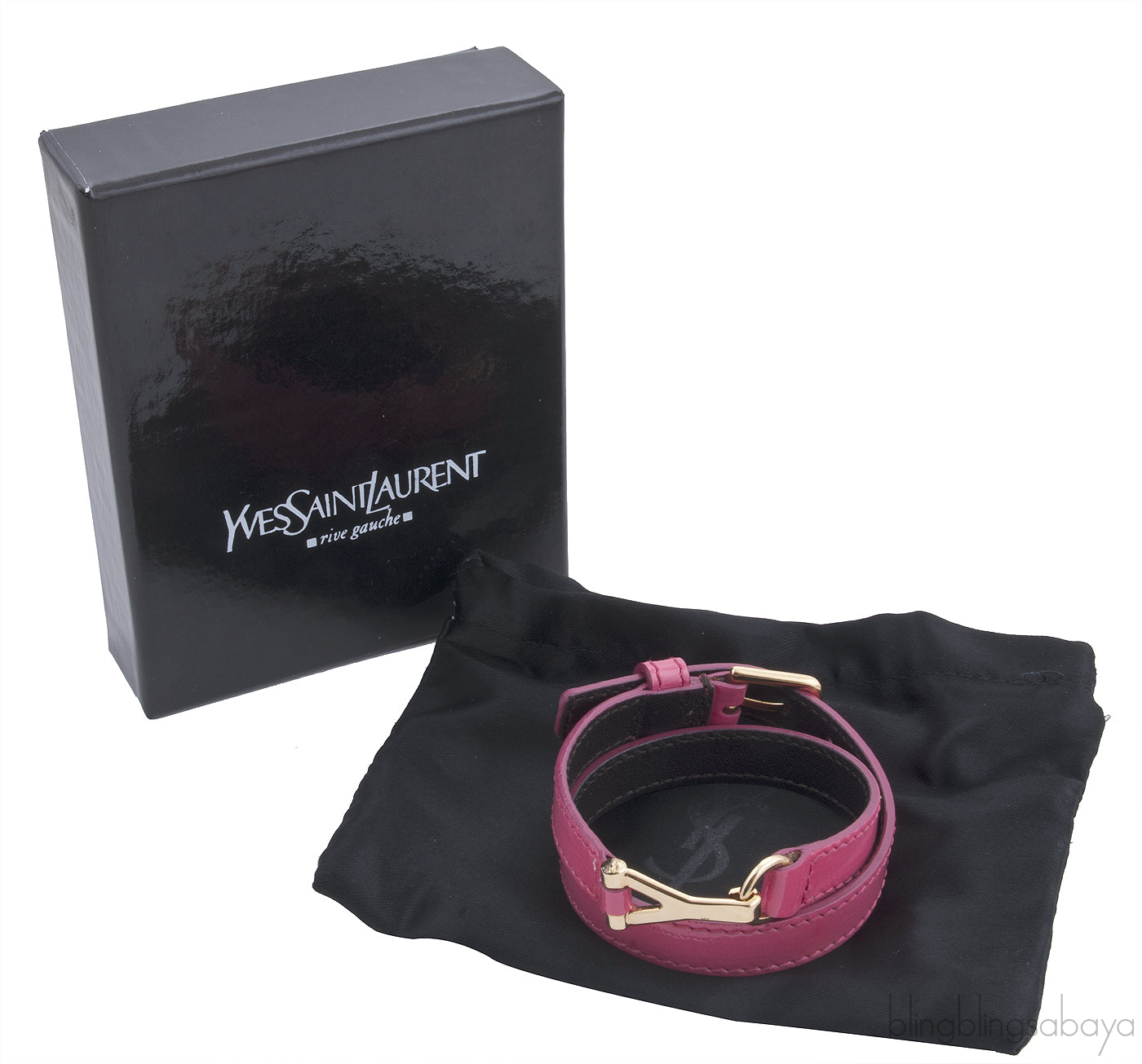 Double Tour Y Pink Leather Bracelet