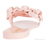 Pink Camellia Rubber Logo Mules