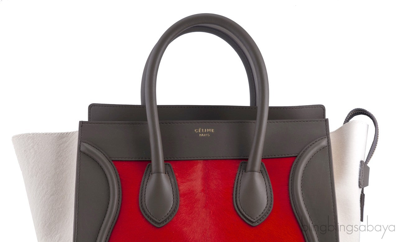 Mini Luggage Tricolor Brick Pony Hair