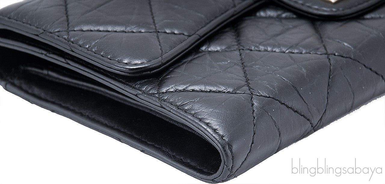 2.55 Trifold Long Black Wallet