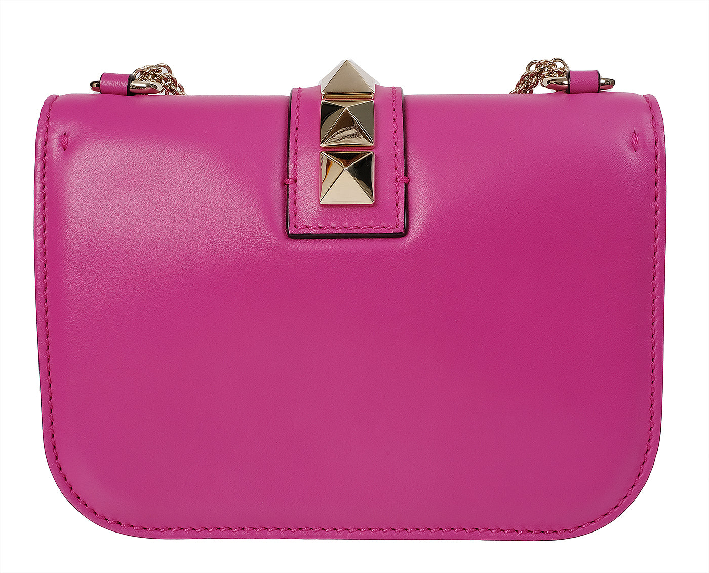 Valentino Garavani Fuchsia Glam Lock Rockstuds Shoulder Bag