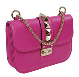 Valentino Garavani Fuchsia Glam Lock Rockstuds Shoulder Bag