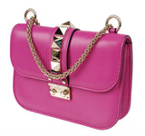 Valentino Garavani Fuchsia Glam Lock Rockstuds Shoulder Bag
