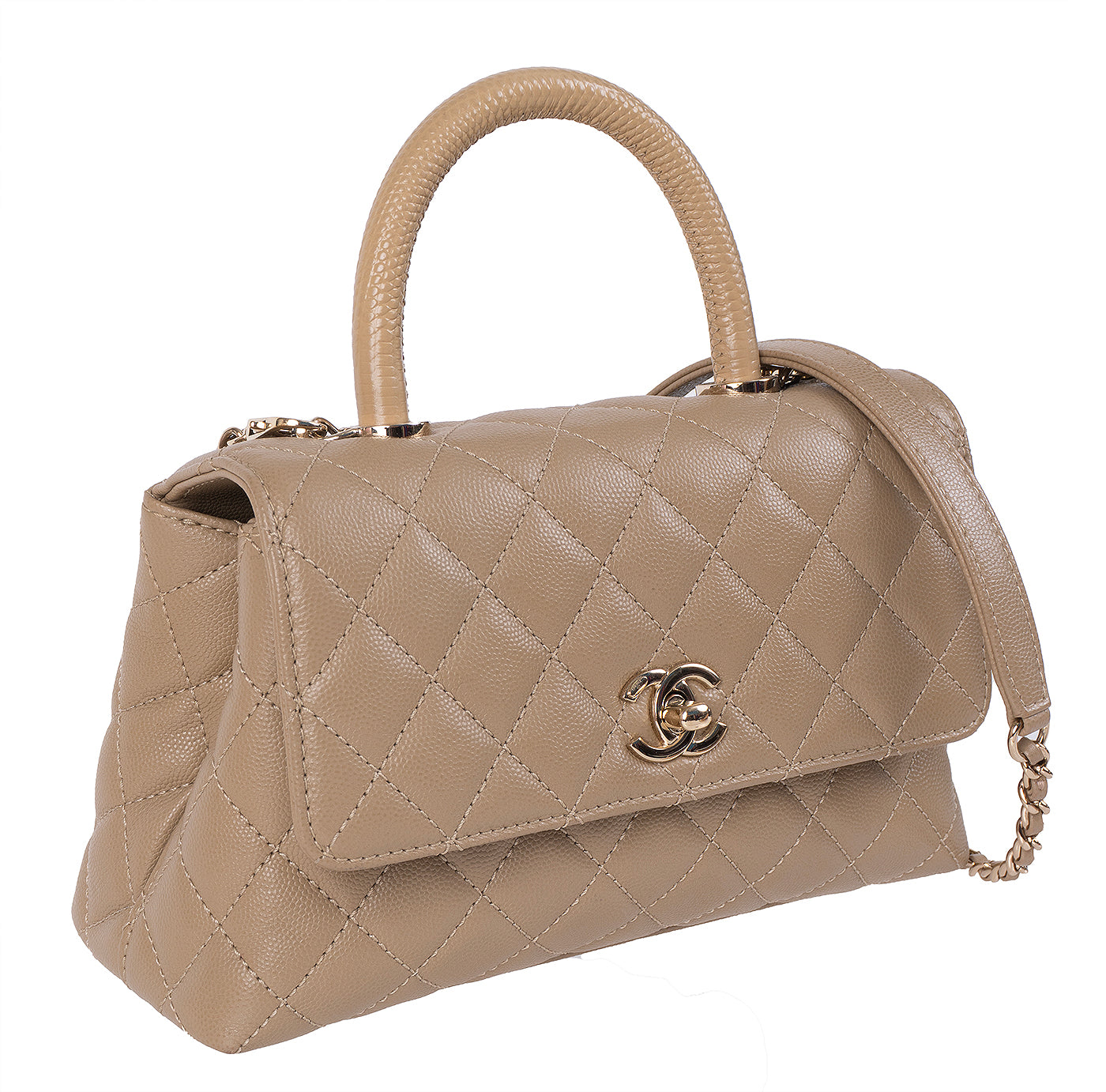 Chanel Coco Handle Caviar Beige Small Shoulder Bag
