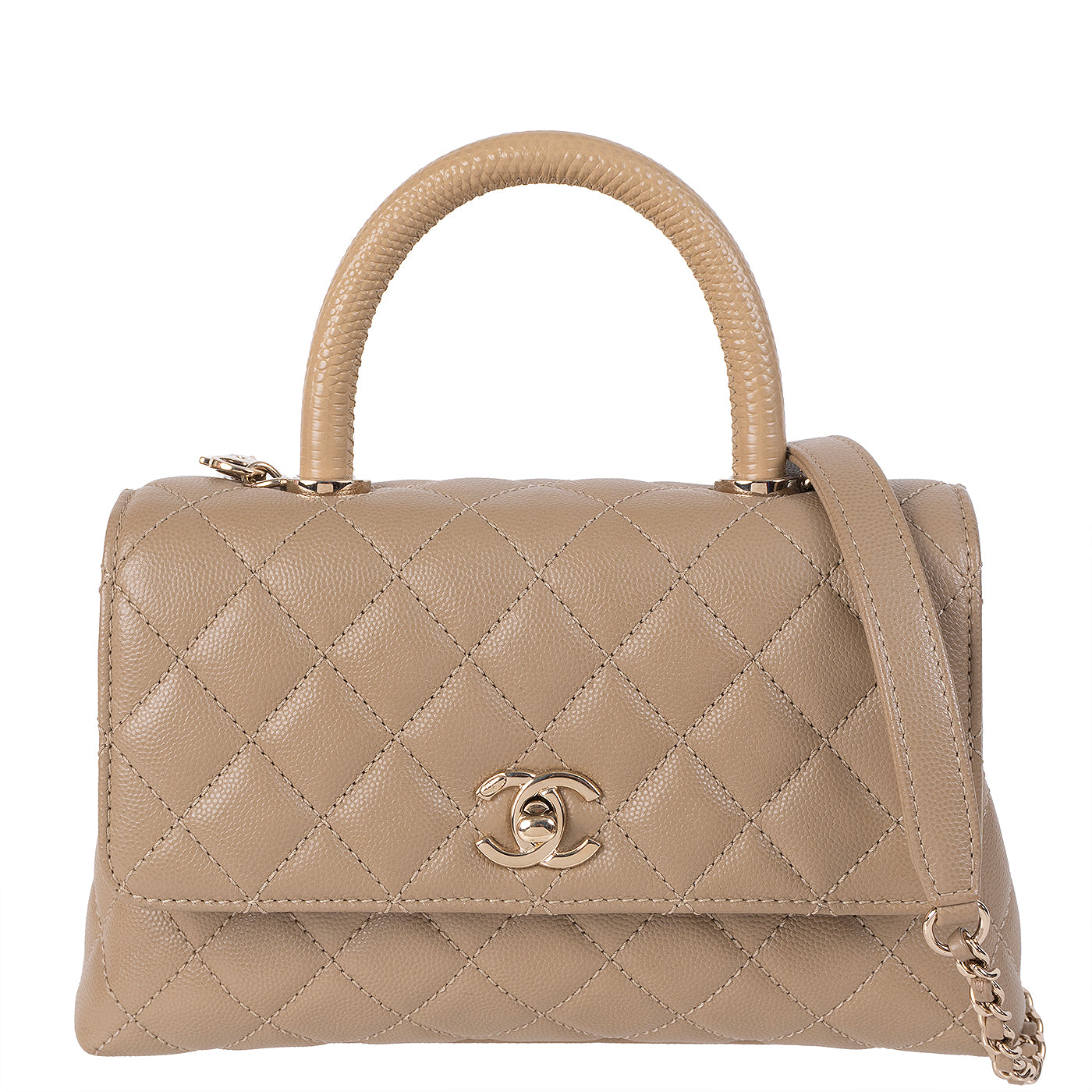 Chanel Coco Handle Caviar Beige Small Shoulder Bag