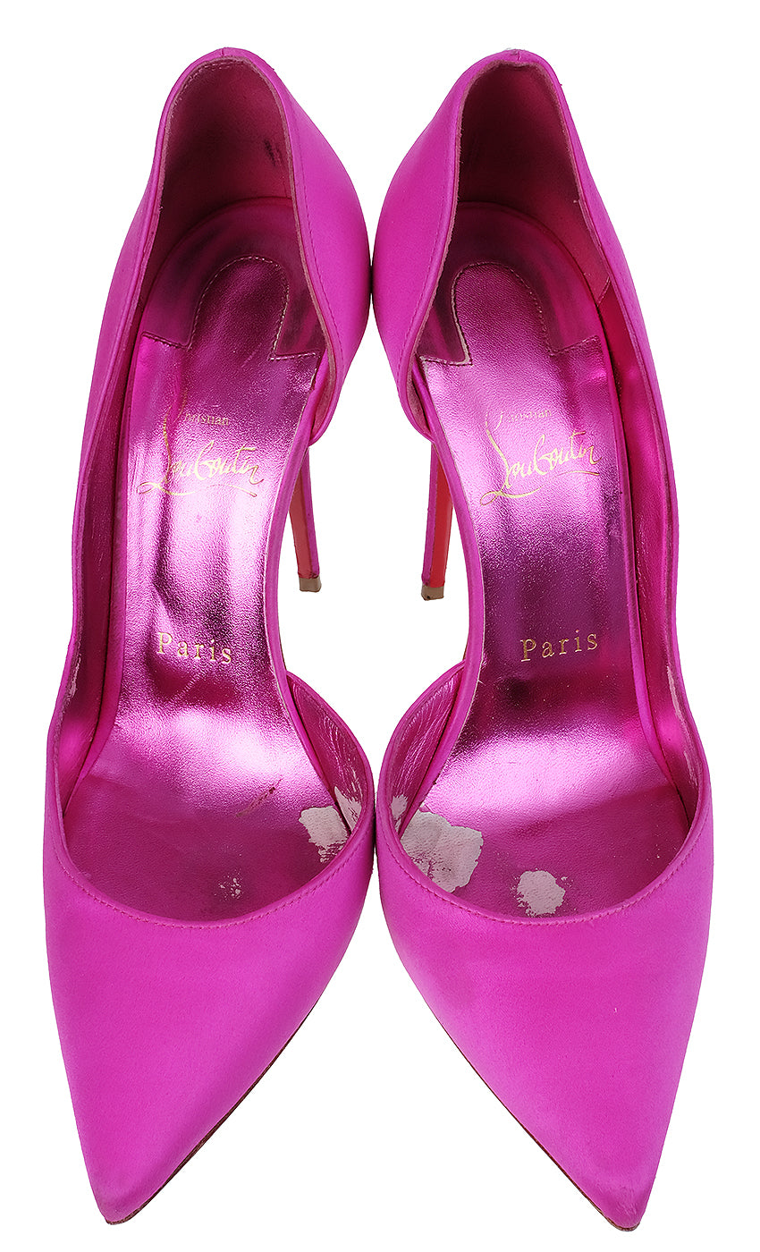 Christian Louboutin Fuchsia Satin Iriza Heels
