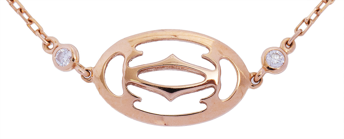 Cartier Double C Logo Diamond Bracelet 18K Gold