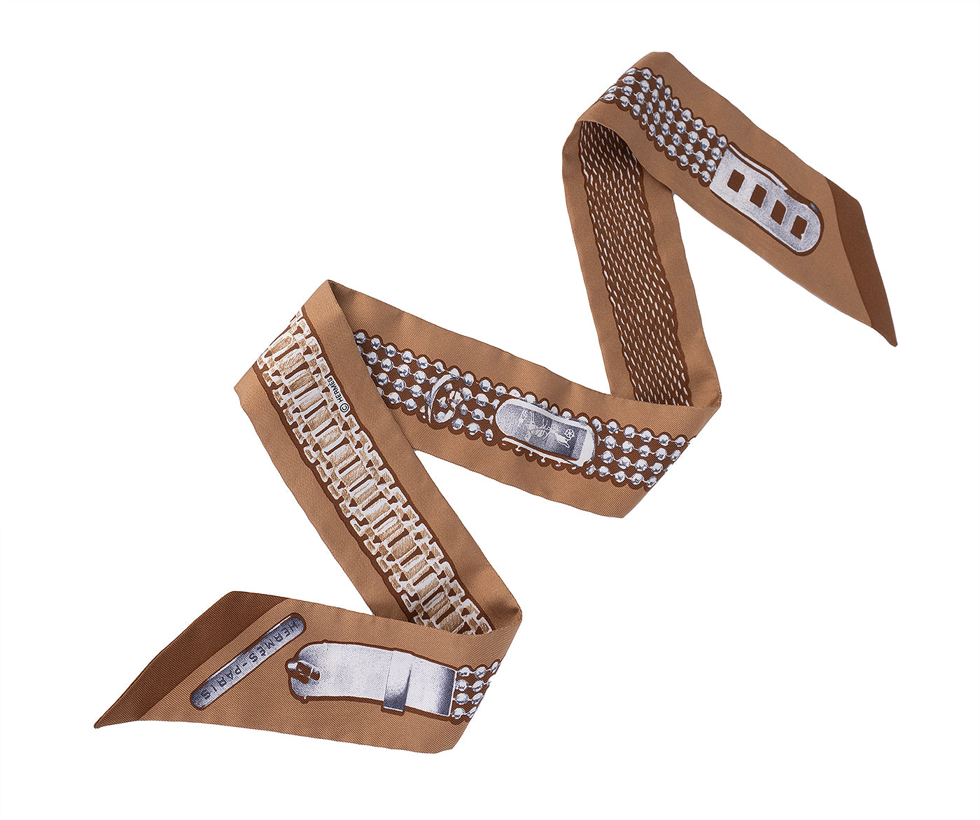 Hermes Le Tresor de Medor Brown Silk Twilly