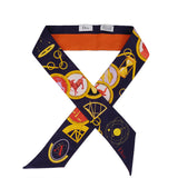 Christian Dior Silk Multicolor Zodiac Print Twilly