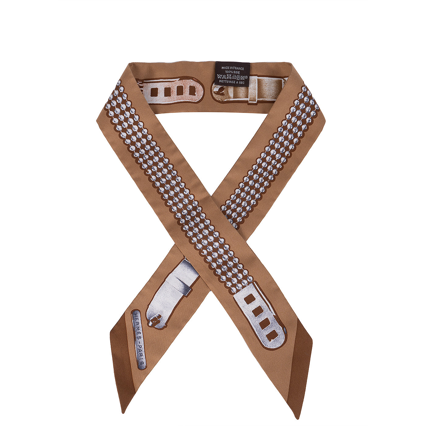 Hermes Le Tresor de Medor Brown Silk Twilly