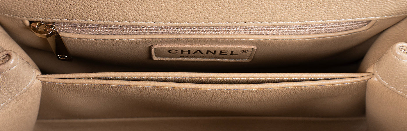 Chanel Coco Handle Caviar Beige Small Shoulder Bag