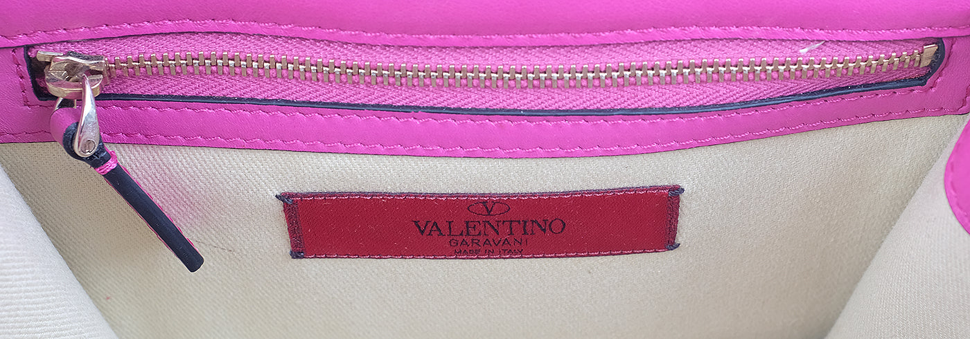 Valentino Garavani Fuchsia Glam Lock Rockstuds Shoulder Bag