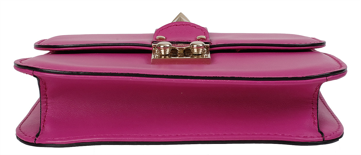 Valentino Garavani Fuchsia Glam Lock Rockstuds Shoulder Bag