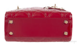Christian Dior Lady Dior Mini Red Patent Quilted Leather GHW