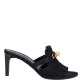 Hermes Black Suede Mule Sandals