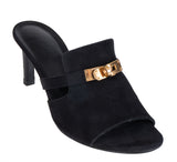 Hermes Black Suede Mule Sandals