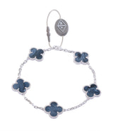 Van Cleef & Arpels Vintage Alhambra 5 Motif Blue Pietersite White Gold Bracelet