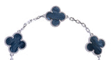 Van Cleef & Arpels Vintage Alhambra 5 Motif Blue Pietersite White Gold Bracelet