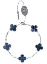 Van Cleef & Arpels Vintage Alhambra 5 Motif Blue Pietersite White Gold Bracelet