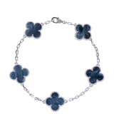 Van Cleef & Arpels Vintage Alhambra 5 Motif Blue Pietersite White Gold Bracelet