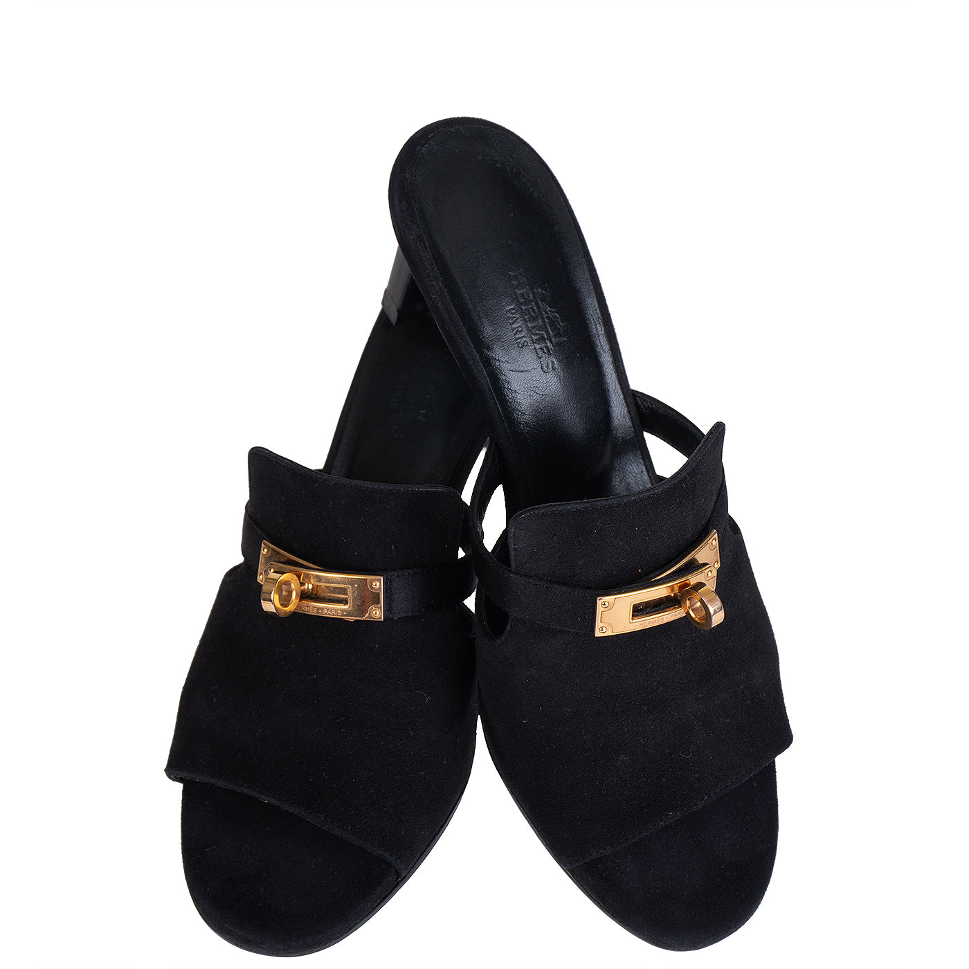Hermes Black Suede Mule Sandals