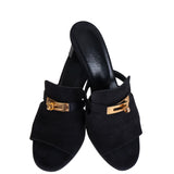 Hermes Black Suede Mule Sandals