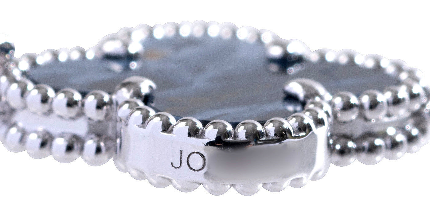Van Cleef & Arpels Vintage Alhambra 5 Motif Blue Pietersite White Gold Bracelet