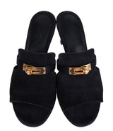 Hermes Black Suede Mule Sandals
