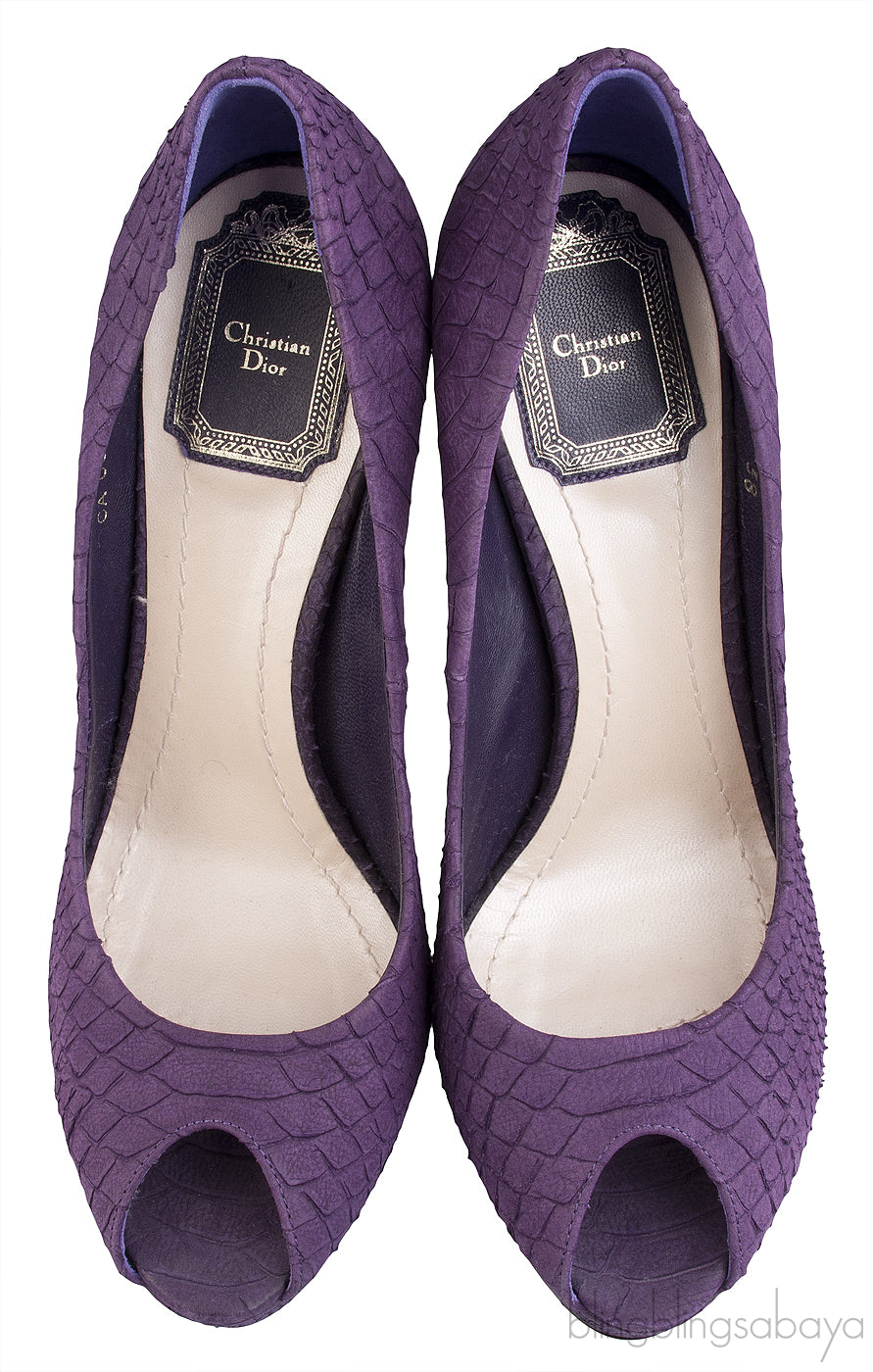 Purple Python Peep Toe Pump