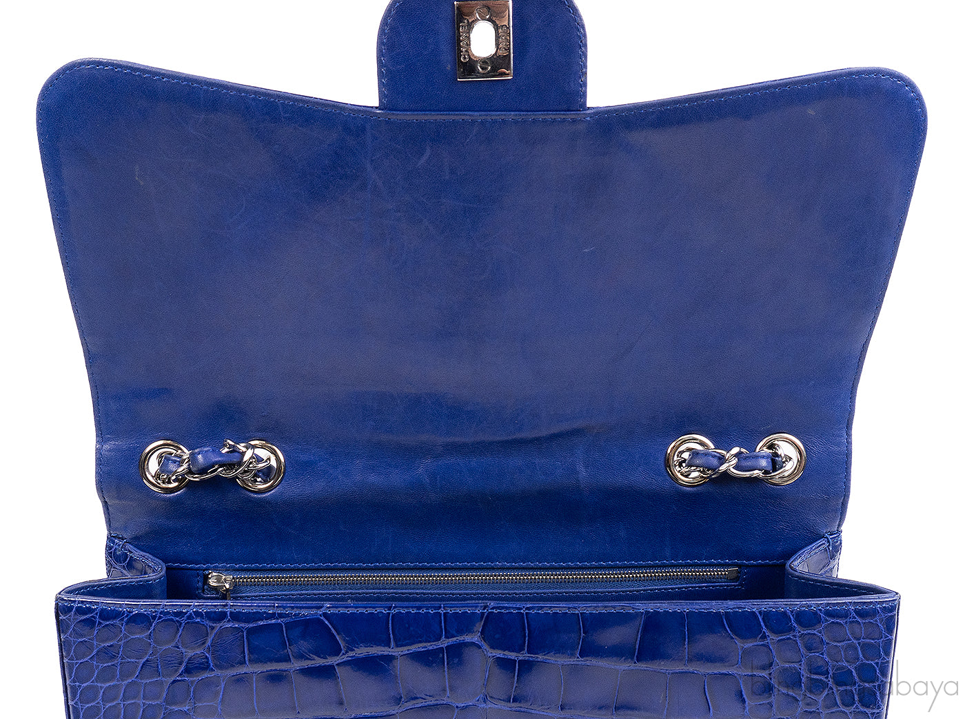 Chanel Classic Blue Crocodile Jumbo Flap Bag