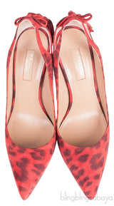 Red Leopard Tassel Suede Heels