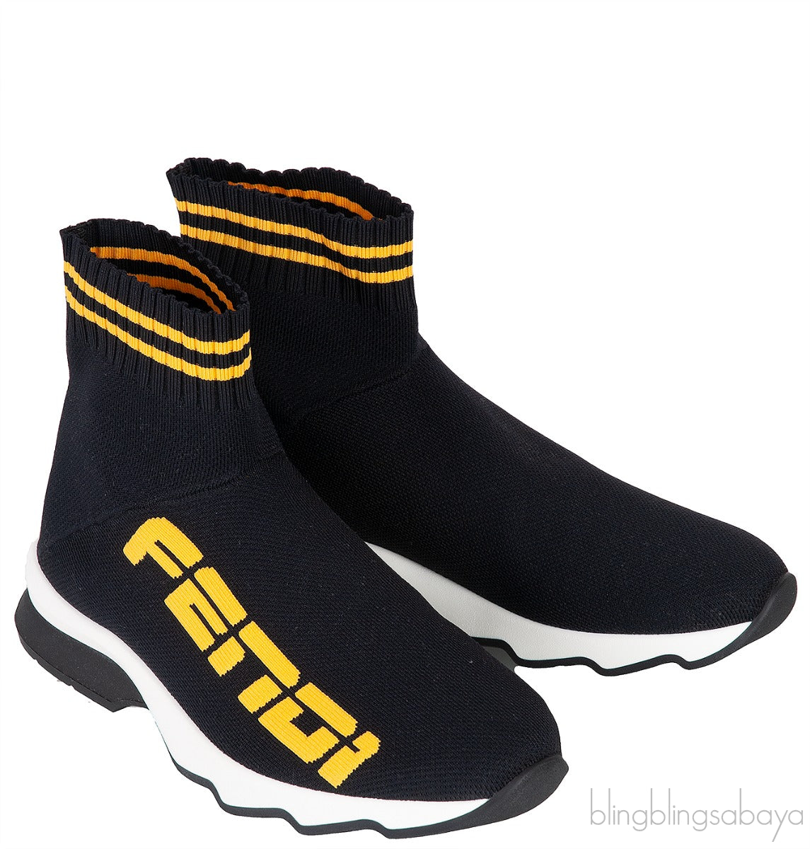 Black Knit Sock Logo Sneaker