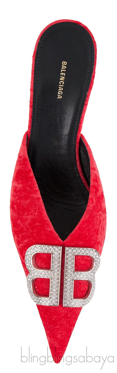 BB Logo Crushed-velvet Mules