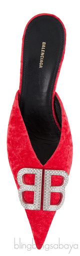 BB Logo Crushed-velvet Mules