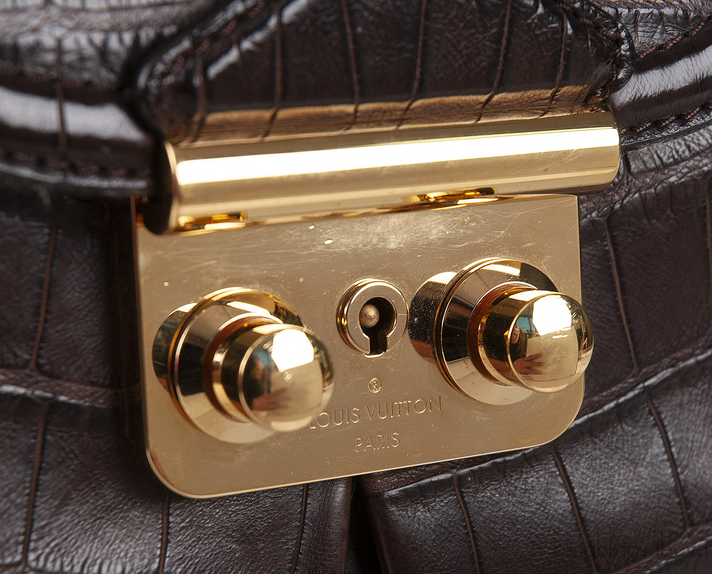 Brown Crocodile Shoulder Bag