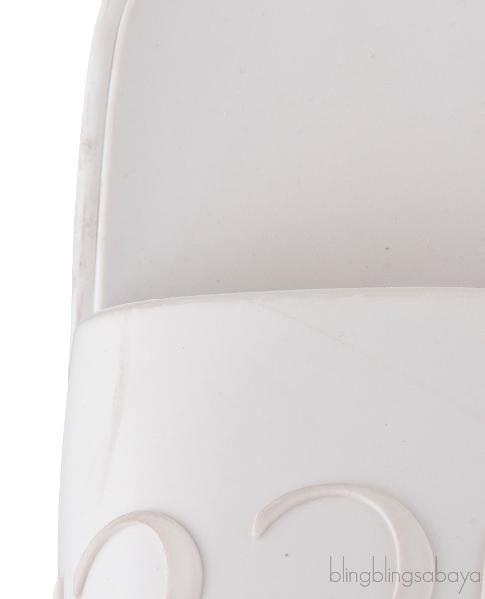 White Rubber Slide Sandals