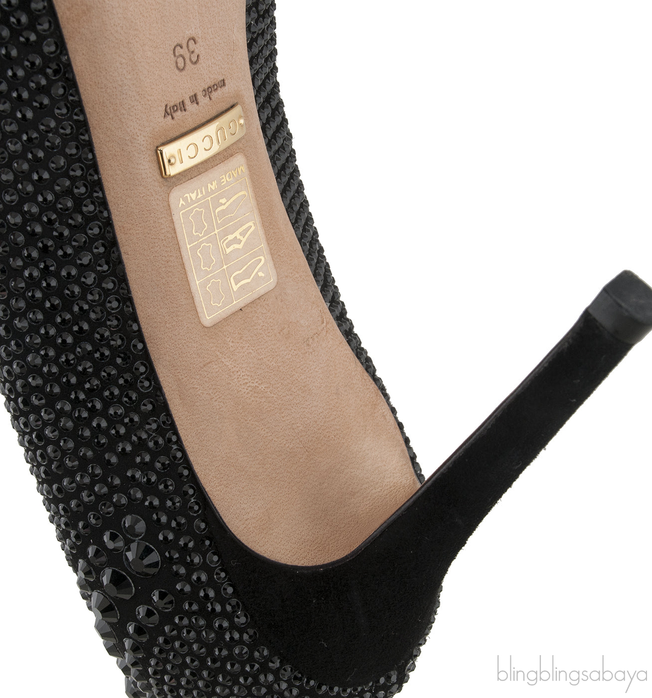 Black Crystal Embellished Heels