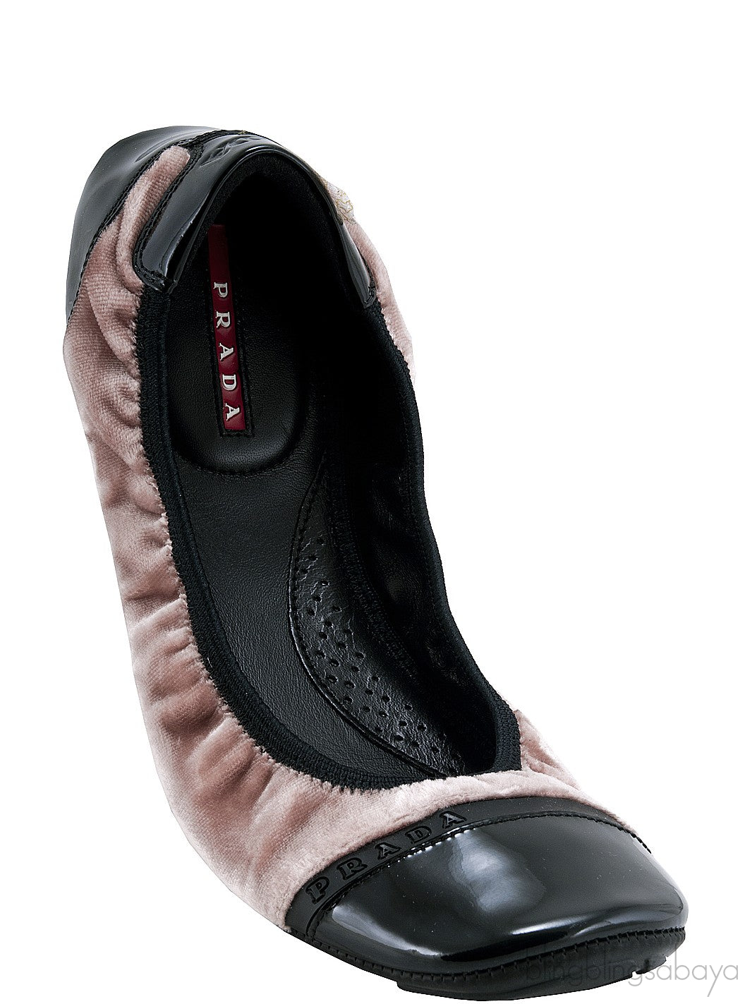 Prada Sport Beige Velvet Ballet Flats