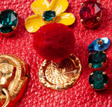 Red Miss Sicily Crystal & Flower Embellished Bag