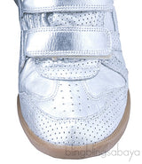 Silver Metallic Leather Bird Sneakers