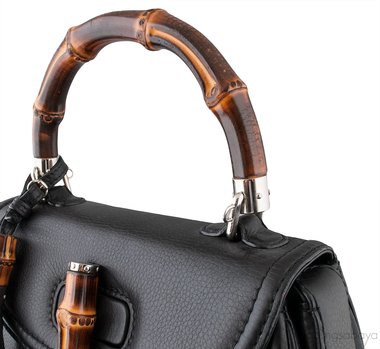 Black Bamboo Top Handle Bag
