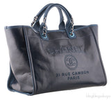 Deauville Large Blue Leather Tote