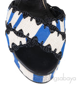 Striped Raffia Wedge Sandals