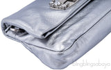 Metallic Silver Crystal Clutch Bag